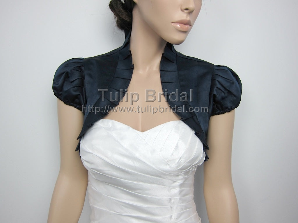 satin bolero wedding bolero satin006 navy blue front bk