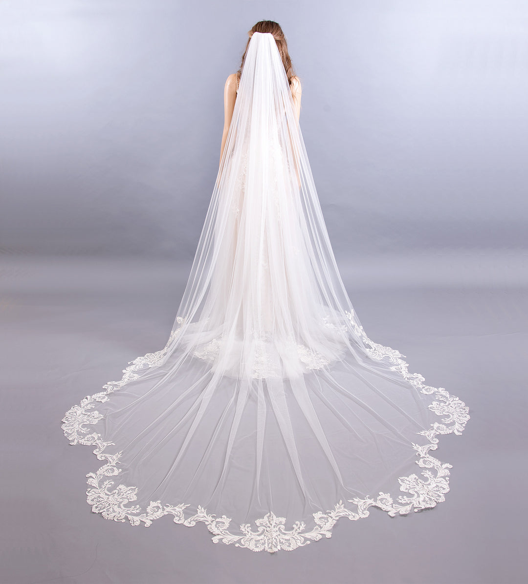Ivory wedding veil cathedral length V203C