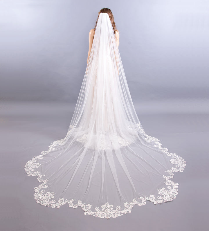 Ivory wedding veil cathedral length V203C