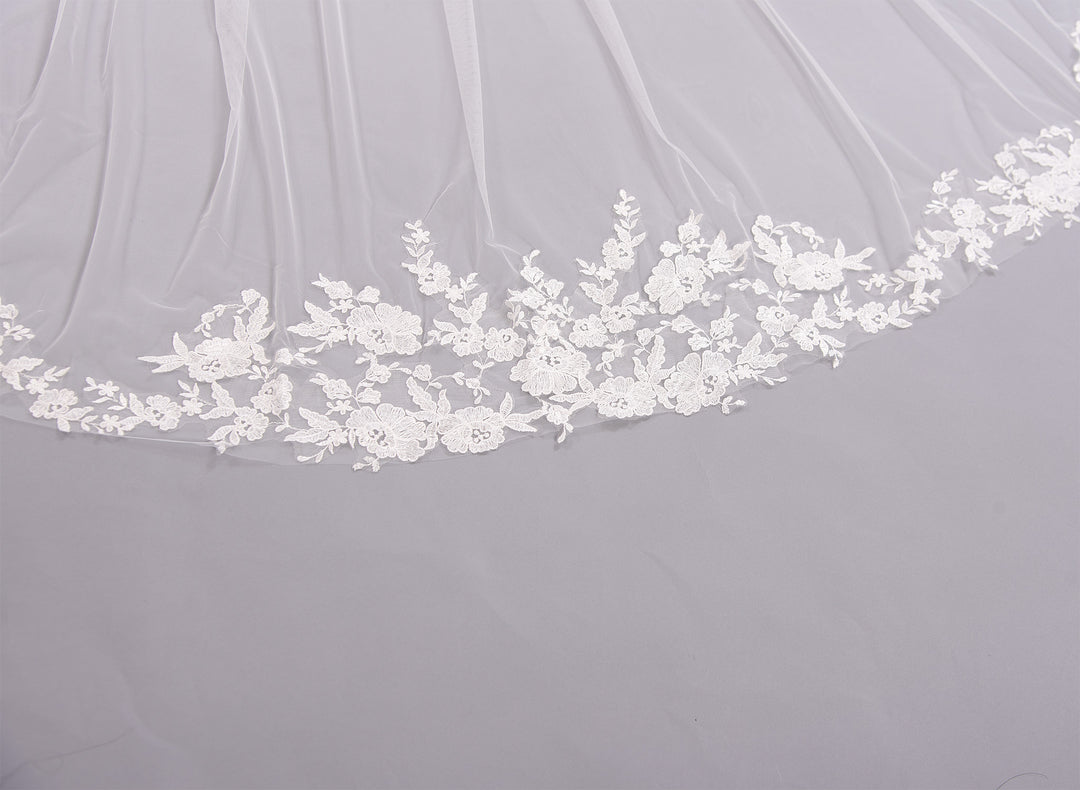 Light ivory wedding veil cathedral length V204C