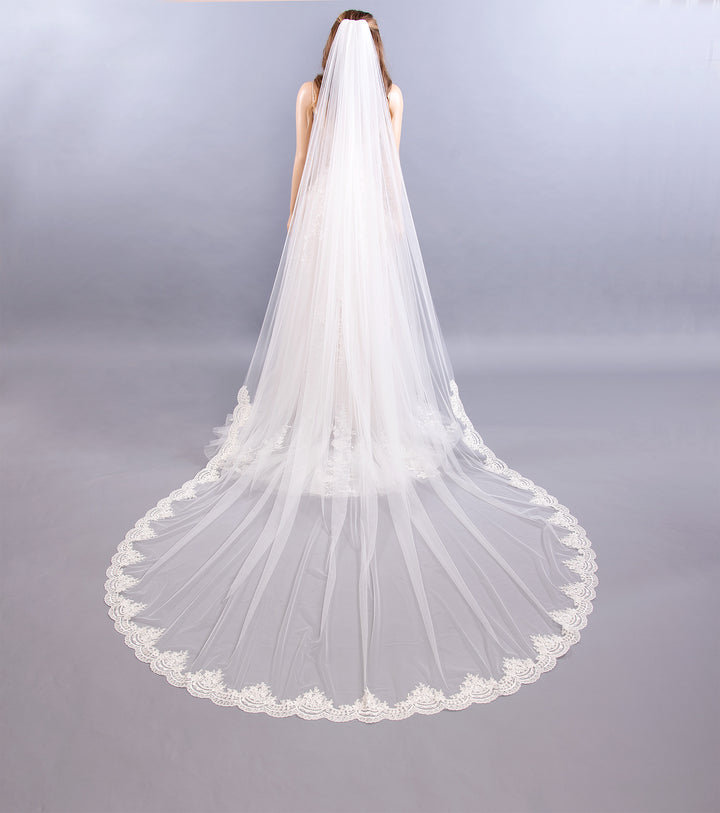 Ivory wedding veil cathedral length V205C