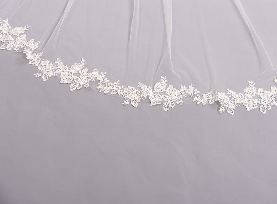 Ivory wedding veil cathedral length V206C