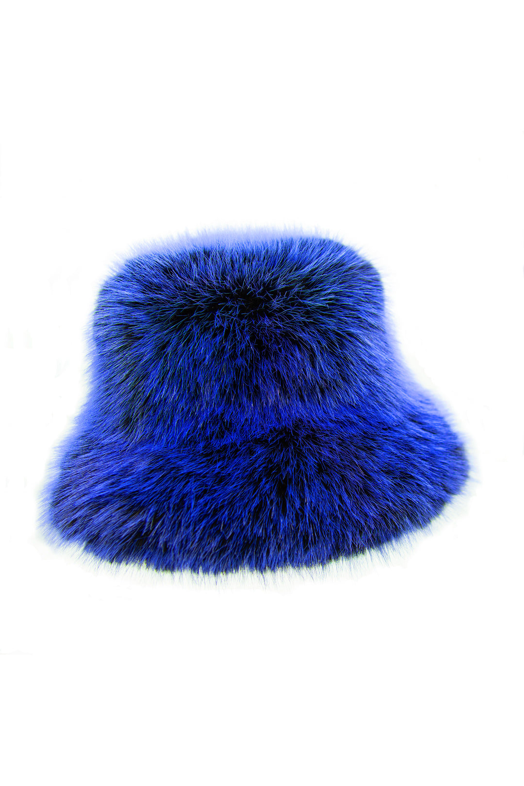 Blue black two tone faux fur bucket hat