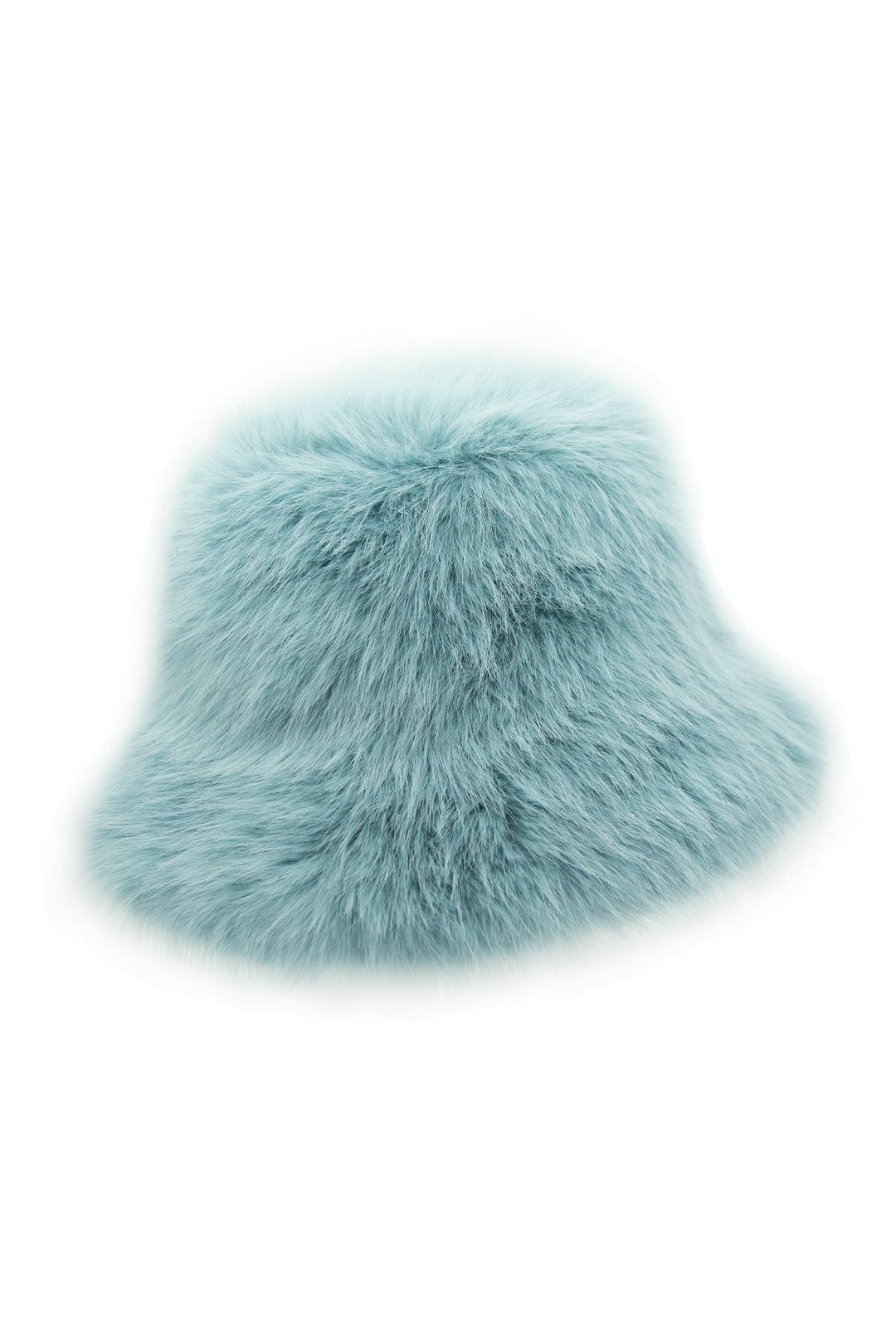 Light teal faux fur bucket hat