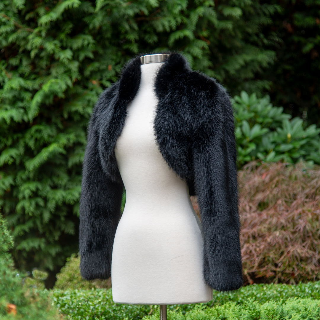 Black faux fur bolero