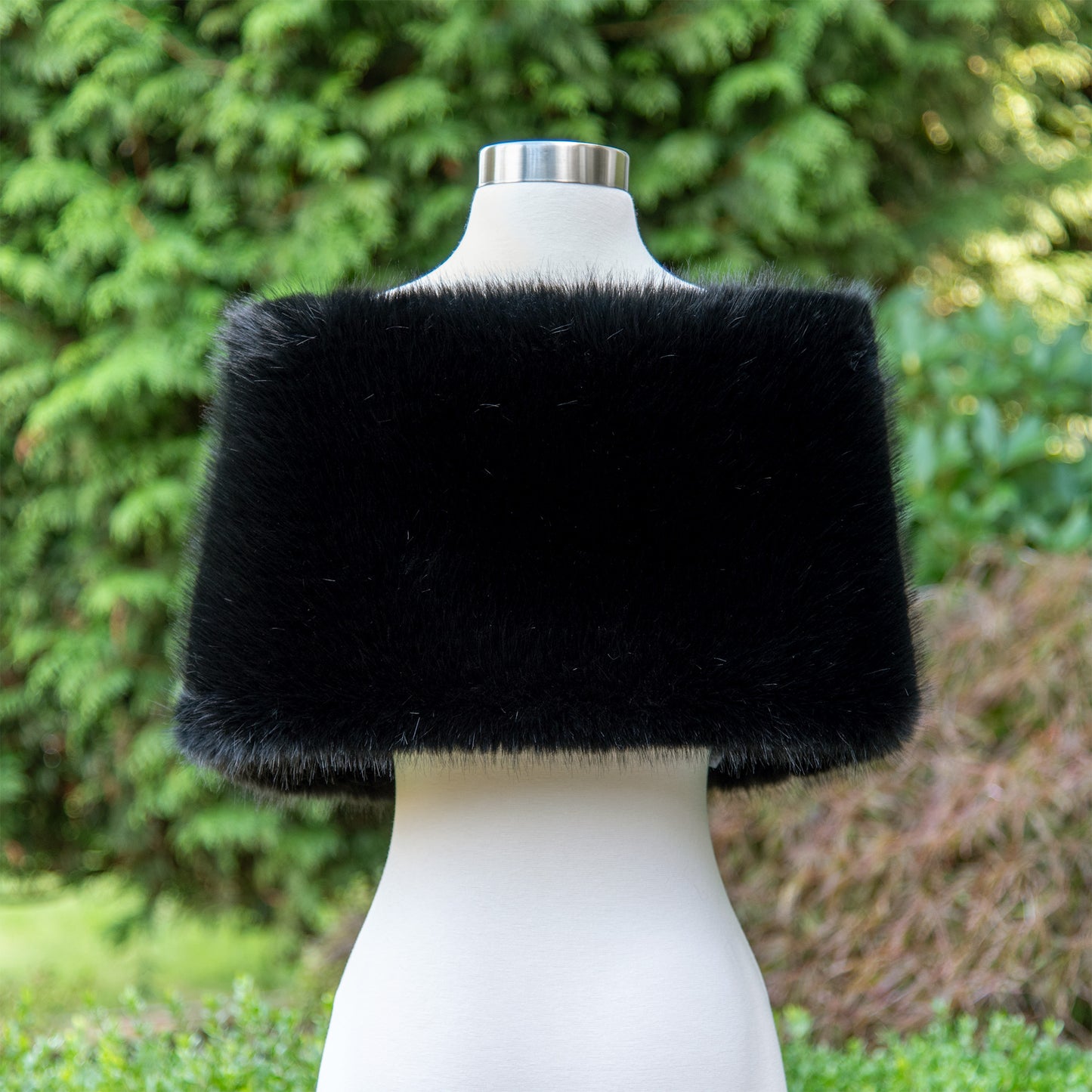 Black faux fur shawl bridal wrap wedding cape