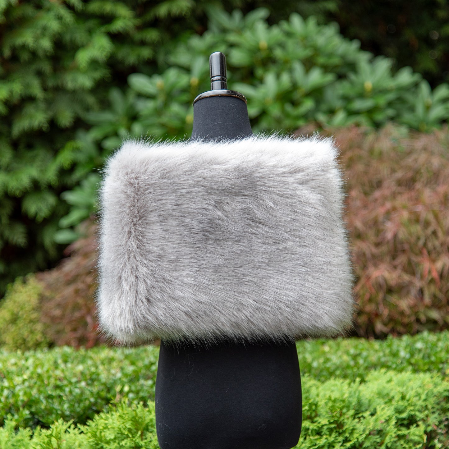 Flower girl gray faux fur wrap