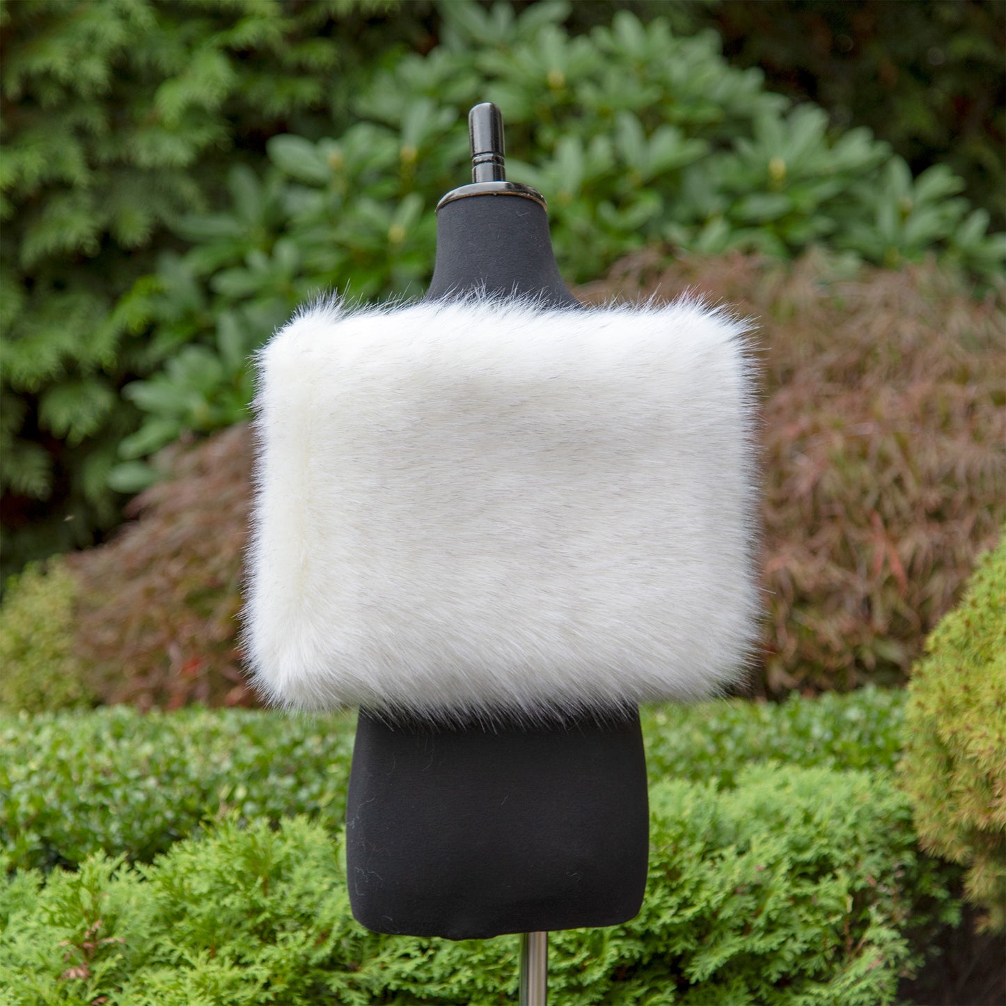 Flower girl light ivory with black tips faux fur wrap