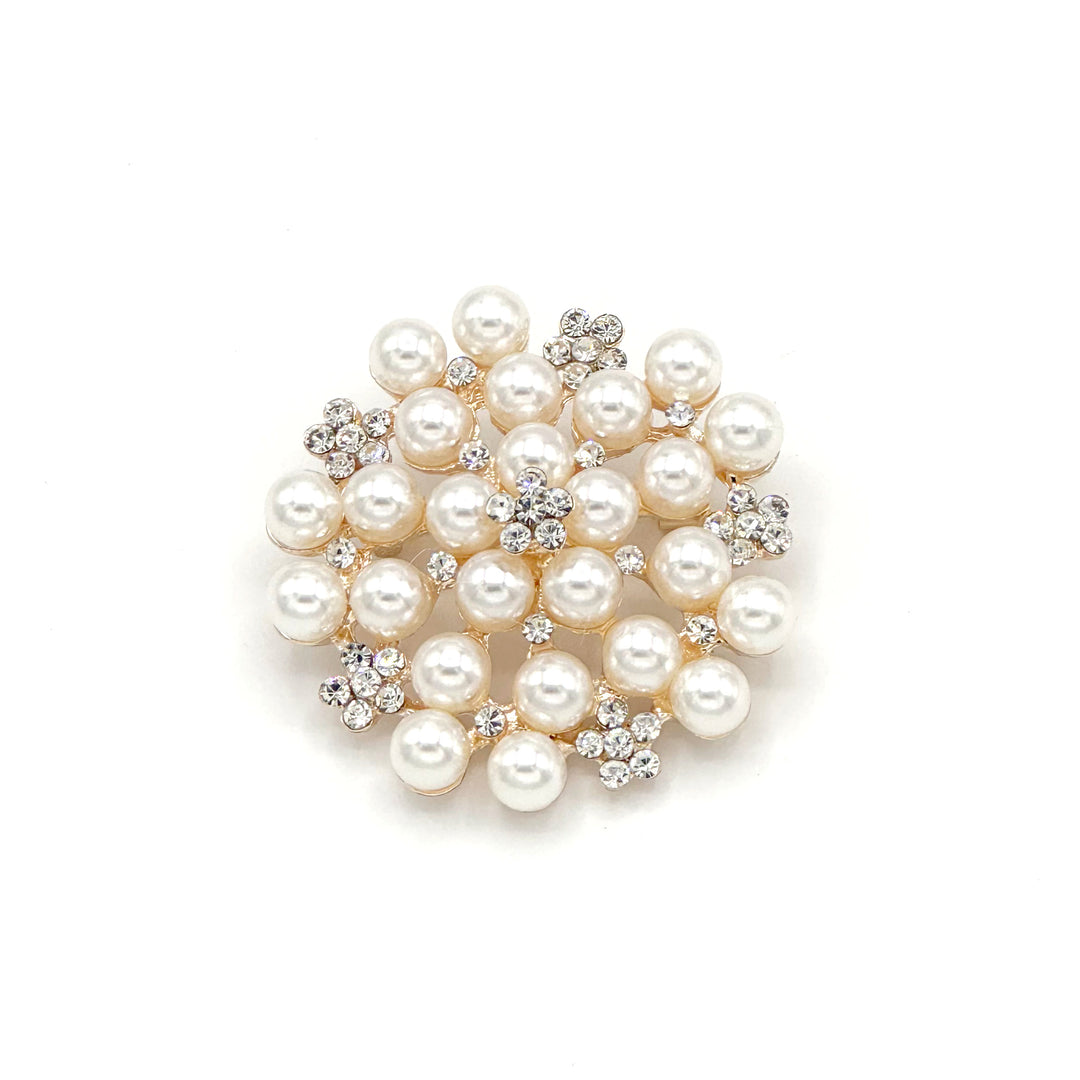 Pearl Brooch with Rhinestones PB001