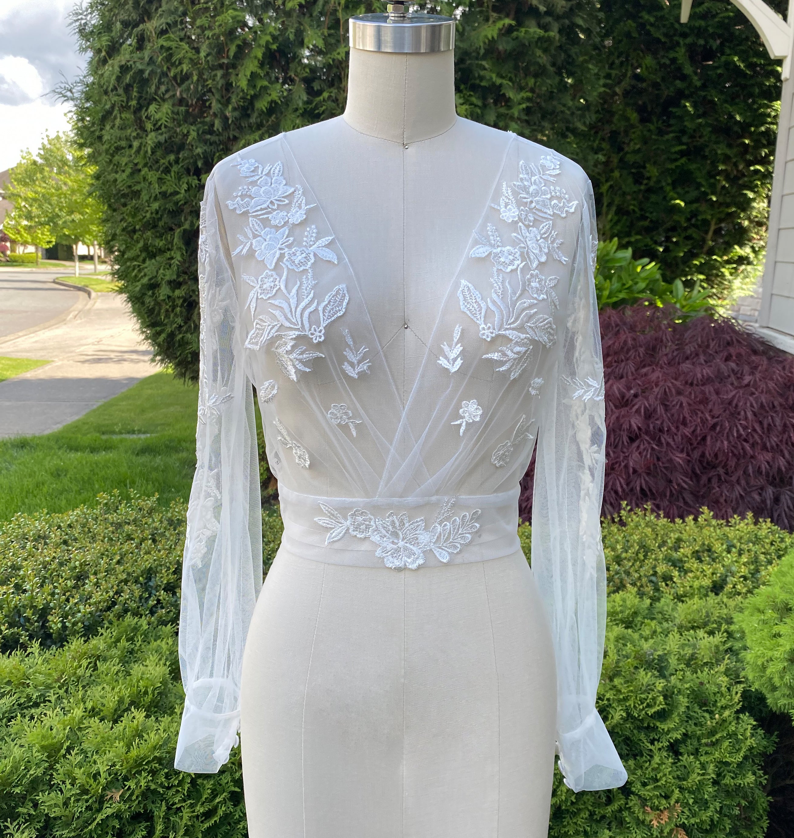 Bishop sleeve ivory wedding dress topper – Tulip Bridal