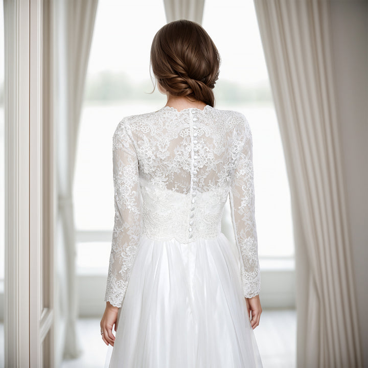Double layer long sleeve wedding dress topper