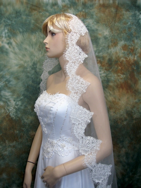 wedding Mantilla veil light ivory bridal veils V024