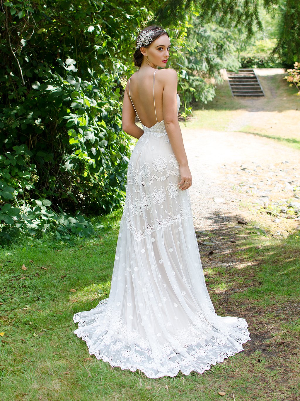Spagetti straps boho lace wedding dress, 6 weeks / 8