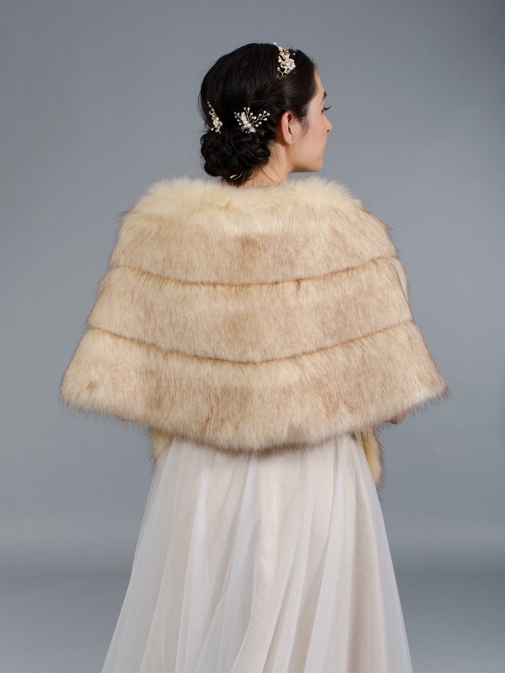 Champagne faux fur stole bridal wrap