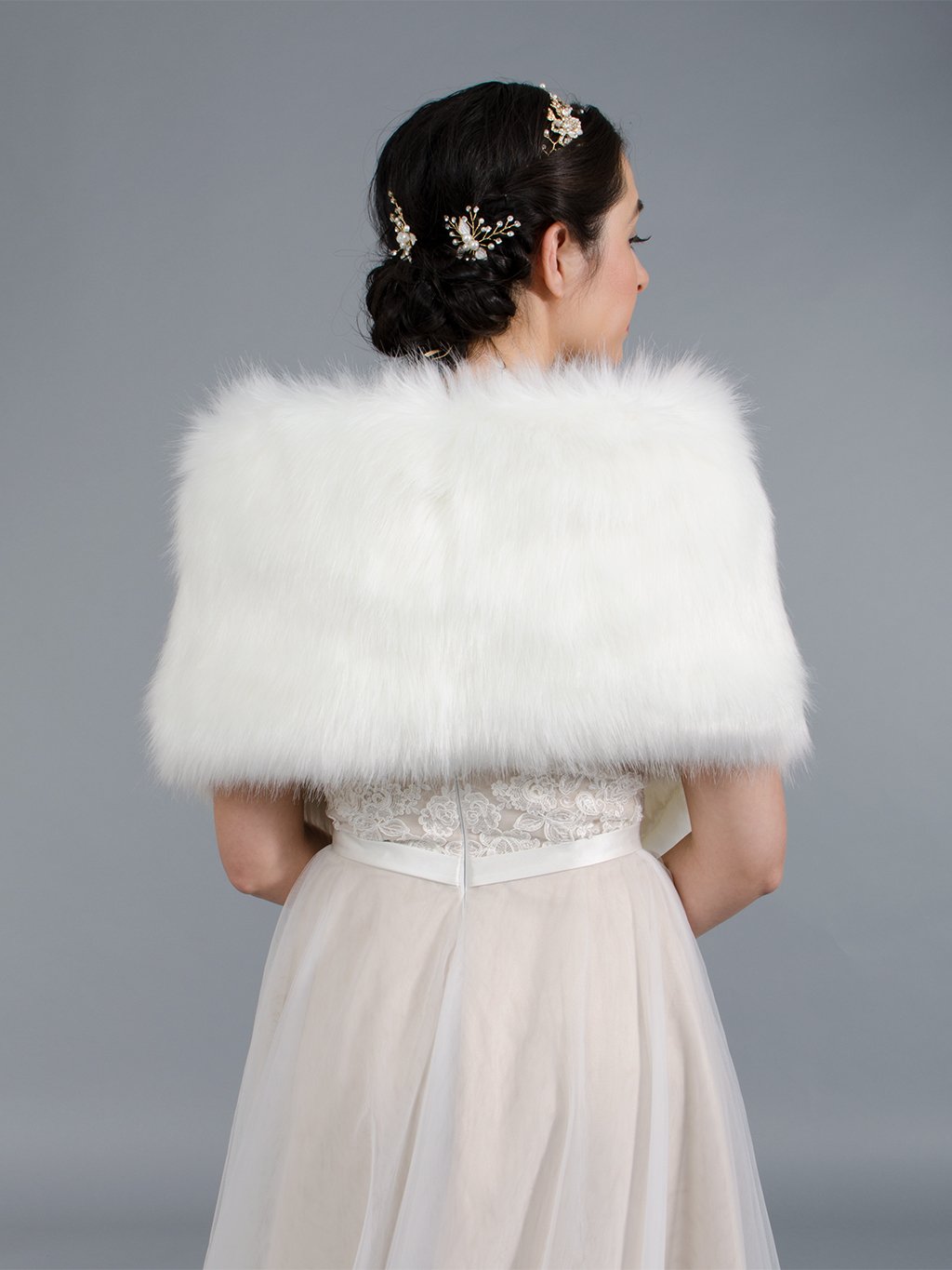 Ivory faux fur wrap bridal shawl wedding cape