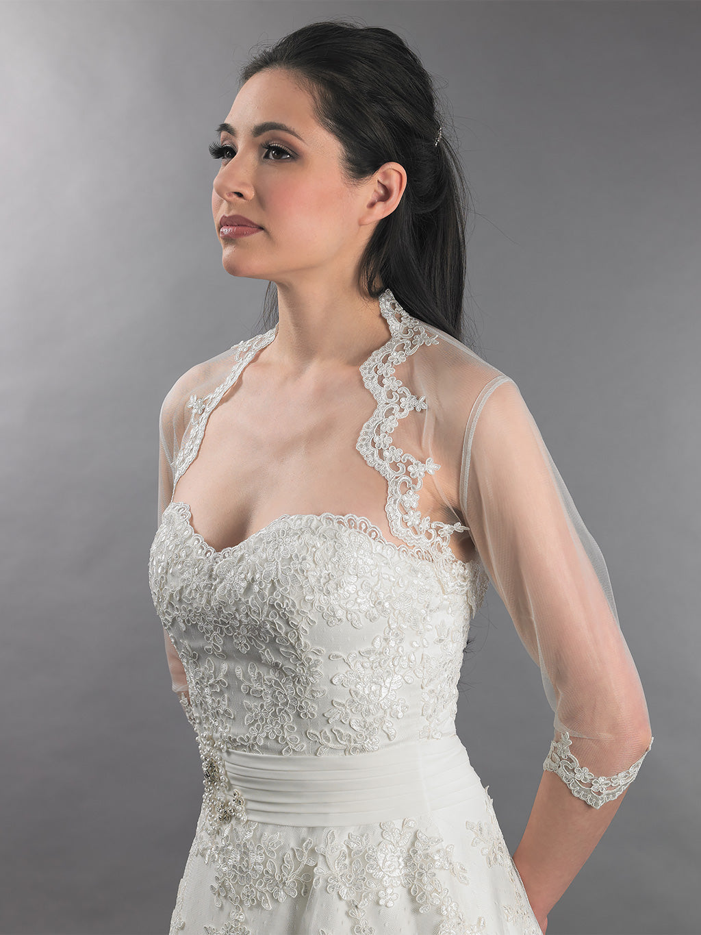 3/4 sleeve bridal lace bolero jacket