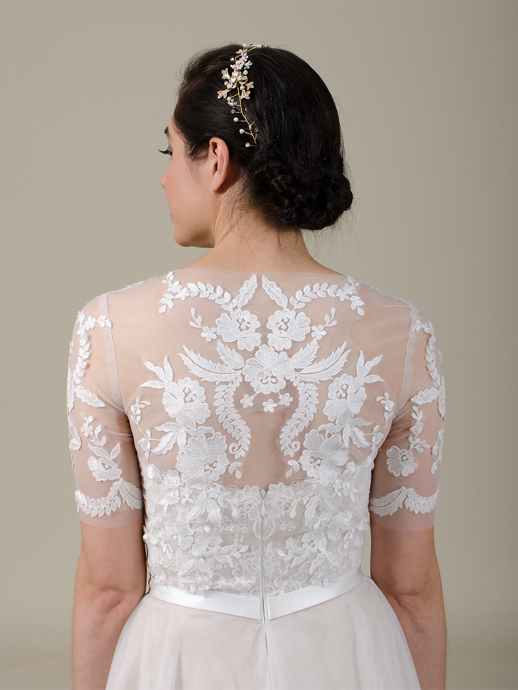 Front open lace bolero wedding dress topper