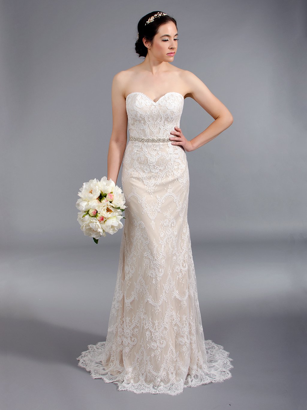 Strapless fit and flare wedding dress, 6 weeks / 12 Strapless fit and flare wedding dress, 6 weeks / 12