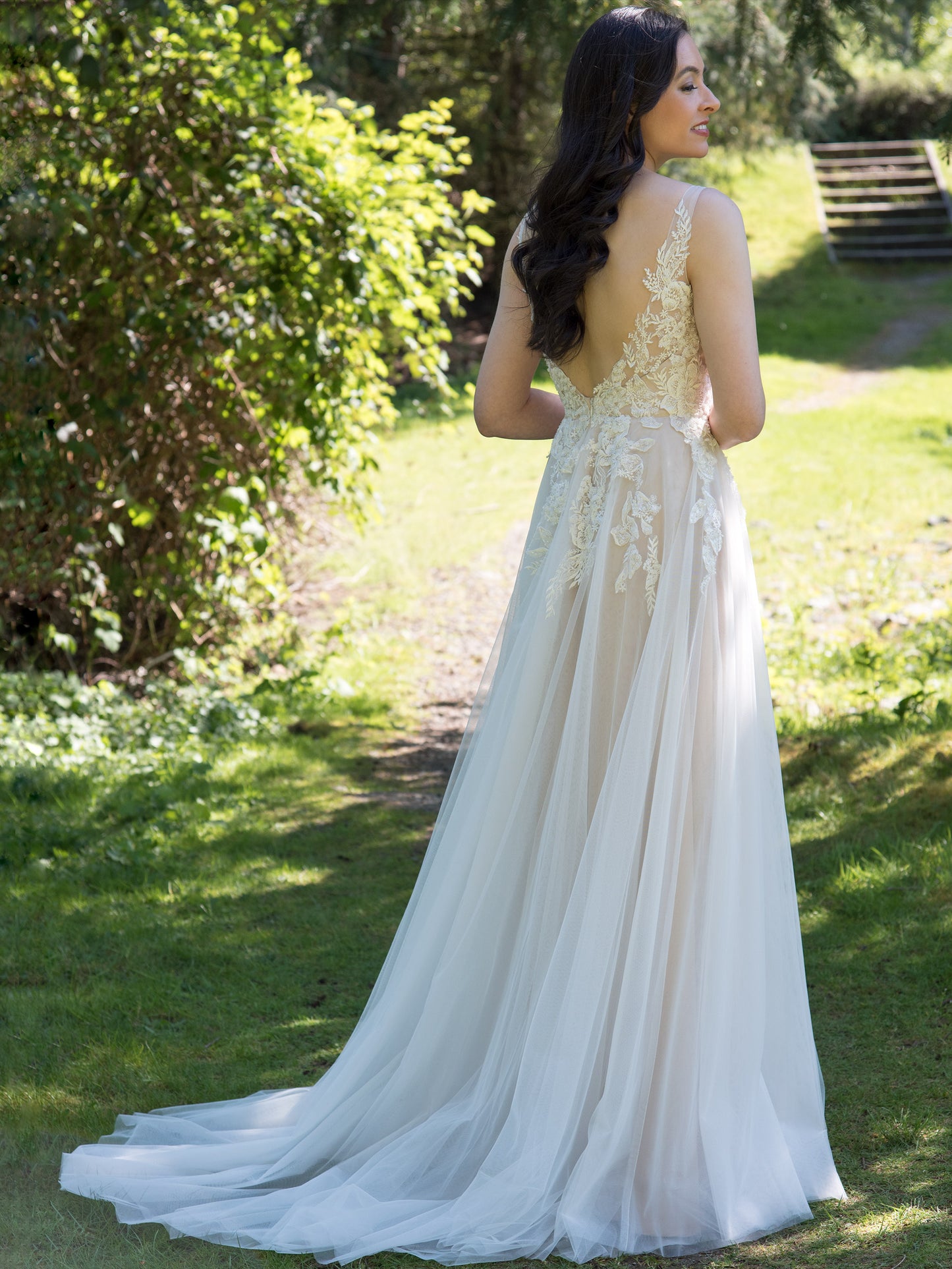 Beaded lace wedding dress