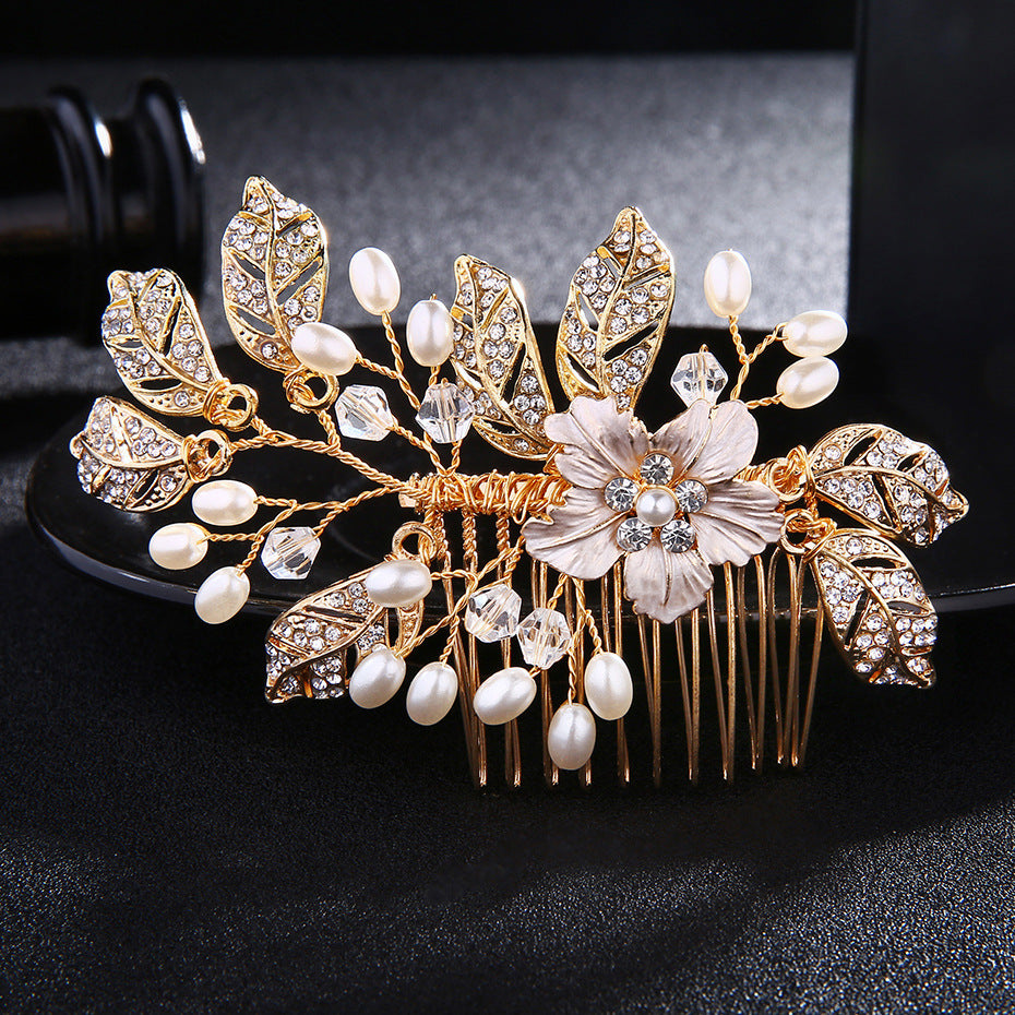 Golden Rhinestone Hair Comb HC002