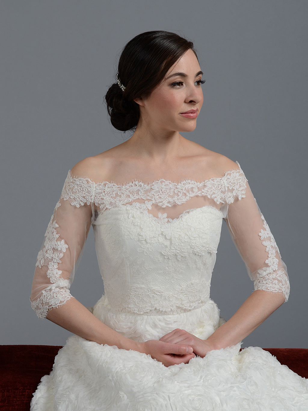Off-Shoulder Lace Bridal Bolero Wedding jacket shrug, Medium Off-Shoulder Lace Bridal Bolero Wedding jacket shrug, Medium