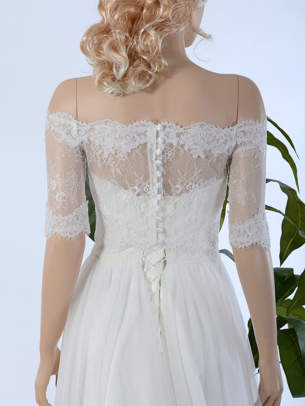 Off-Shoulder Alencon Lace Bolero Wedding jacket