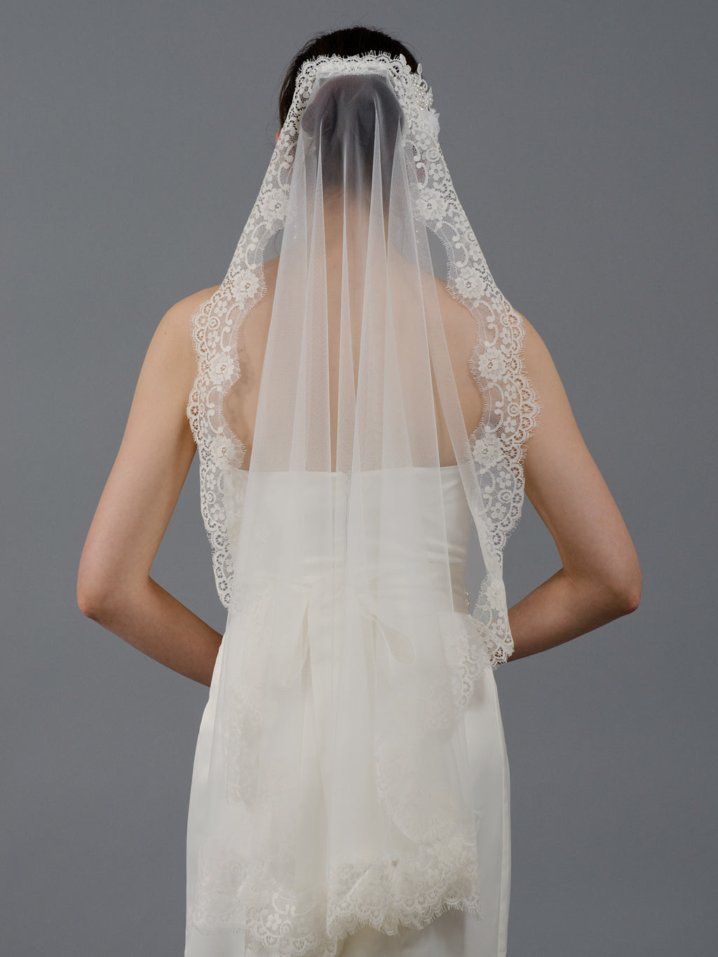 wedding Mantilla veil light ivory bridal veils V026