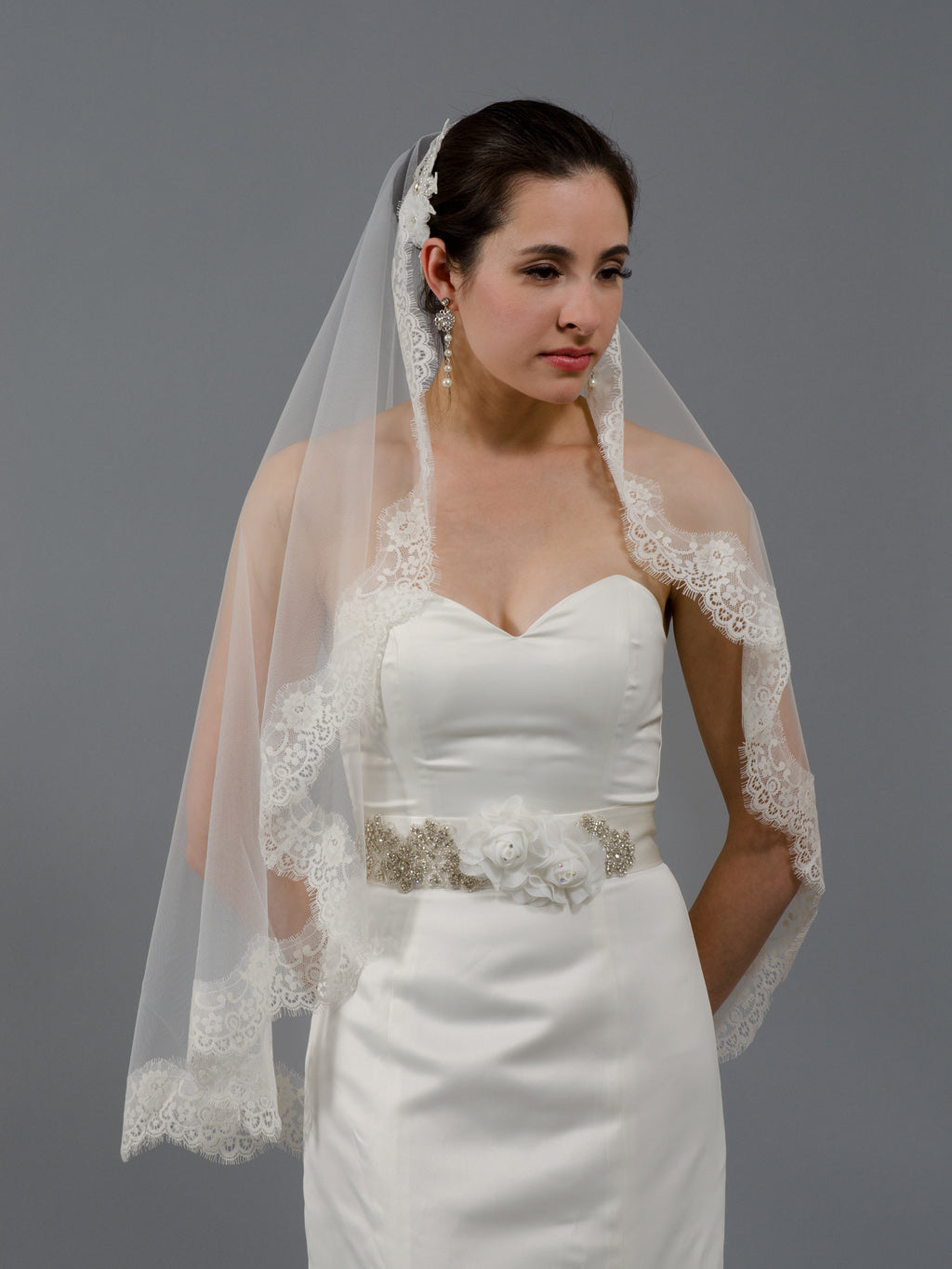 wedding Mantilla veil light ivory bridal veils V026