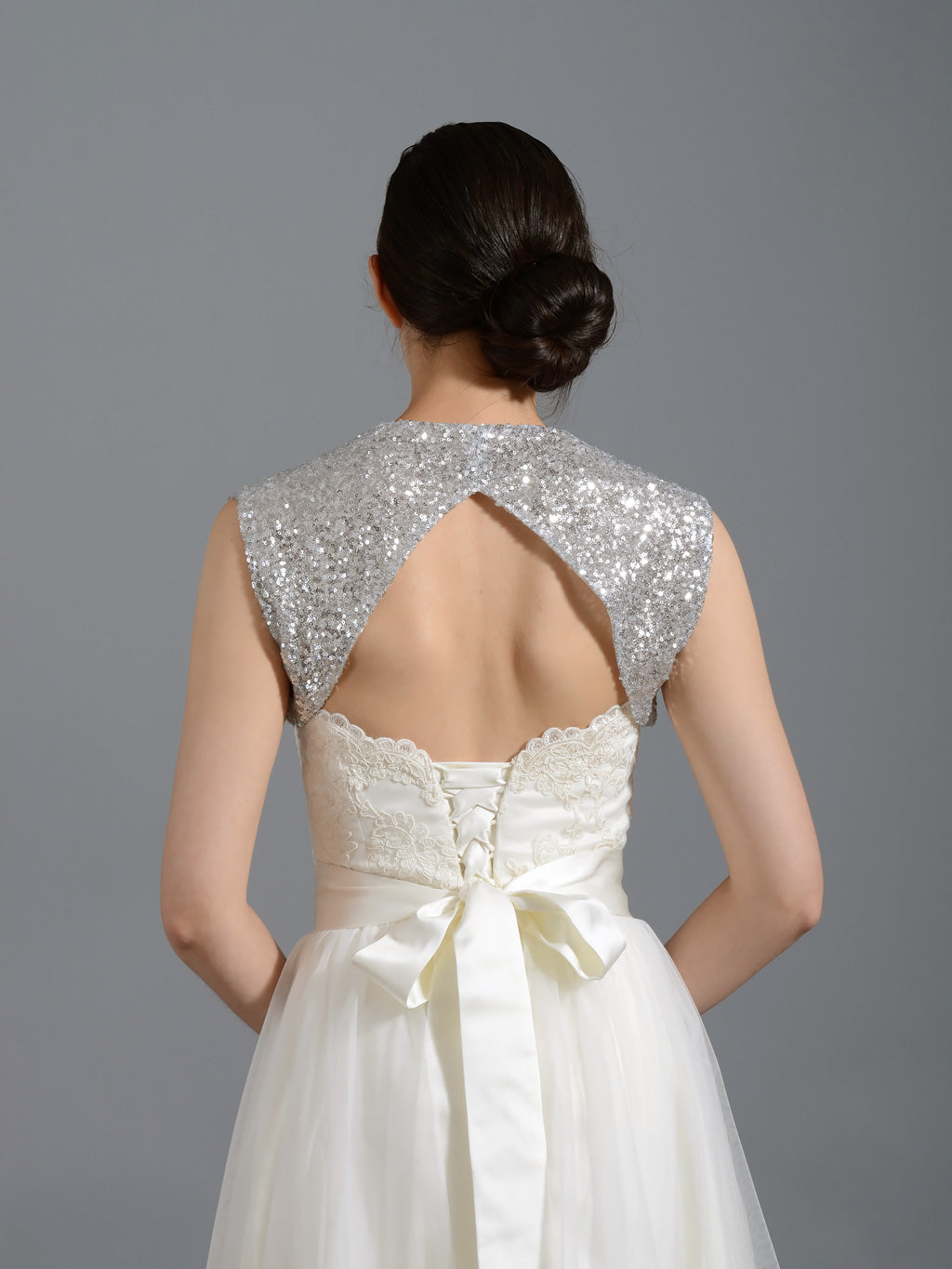 silver evening shrug bolero