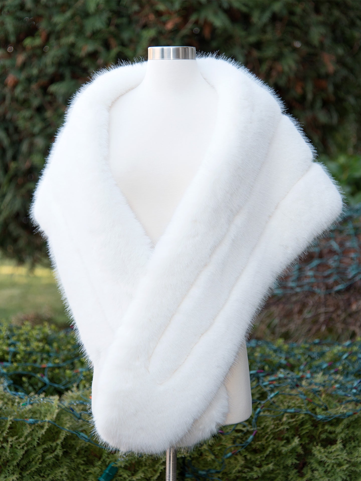 Ivory faux fur wrap bridal shrug stole shawl cape B001ivory