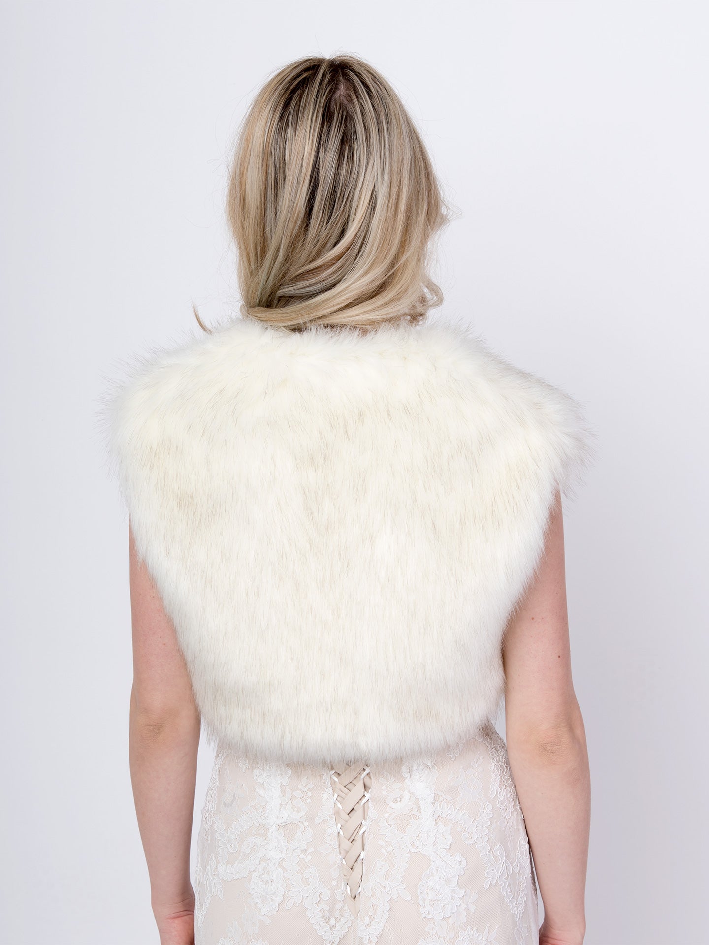 Ivory faux fur shrug bolero with darker tips FB006FB006