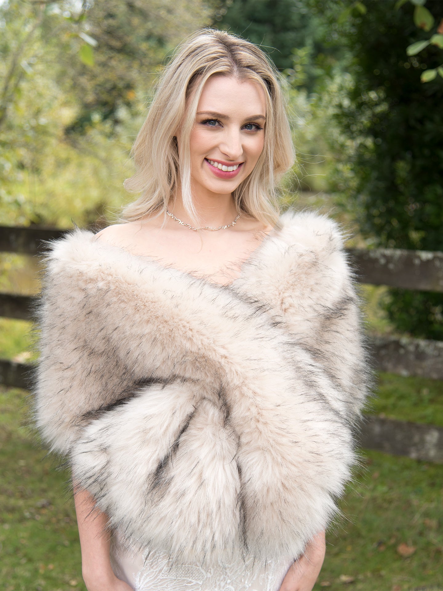 blush faux fur stole