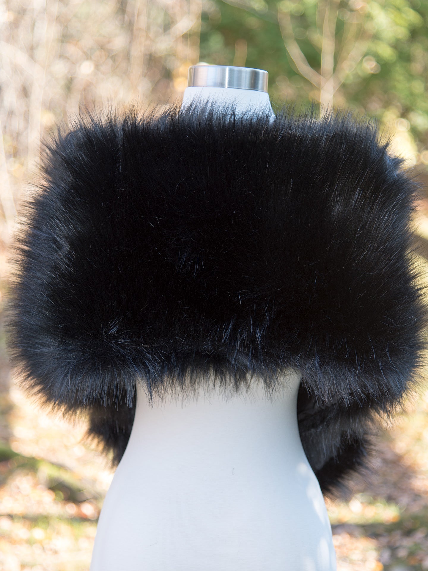 Black faux fur wrap bridal stole B005-black-B005-Black