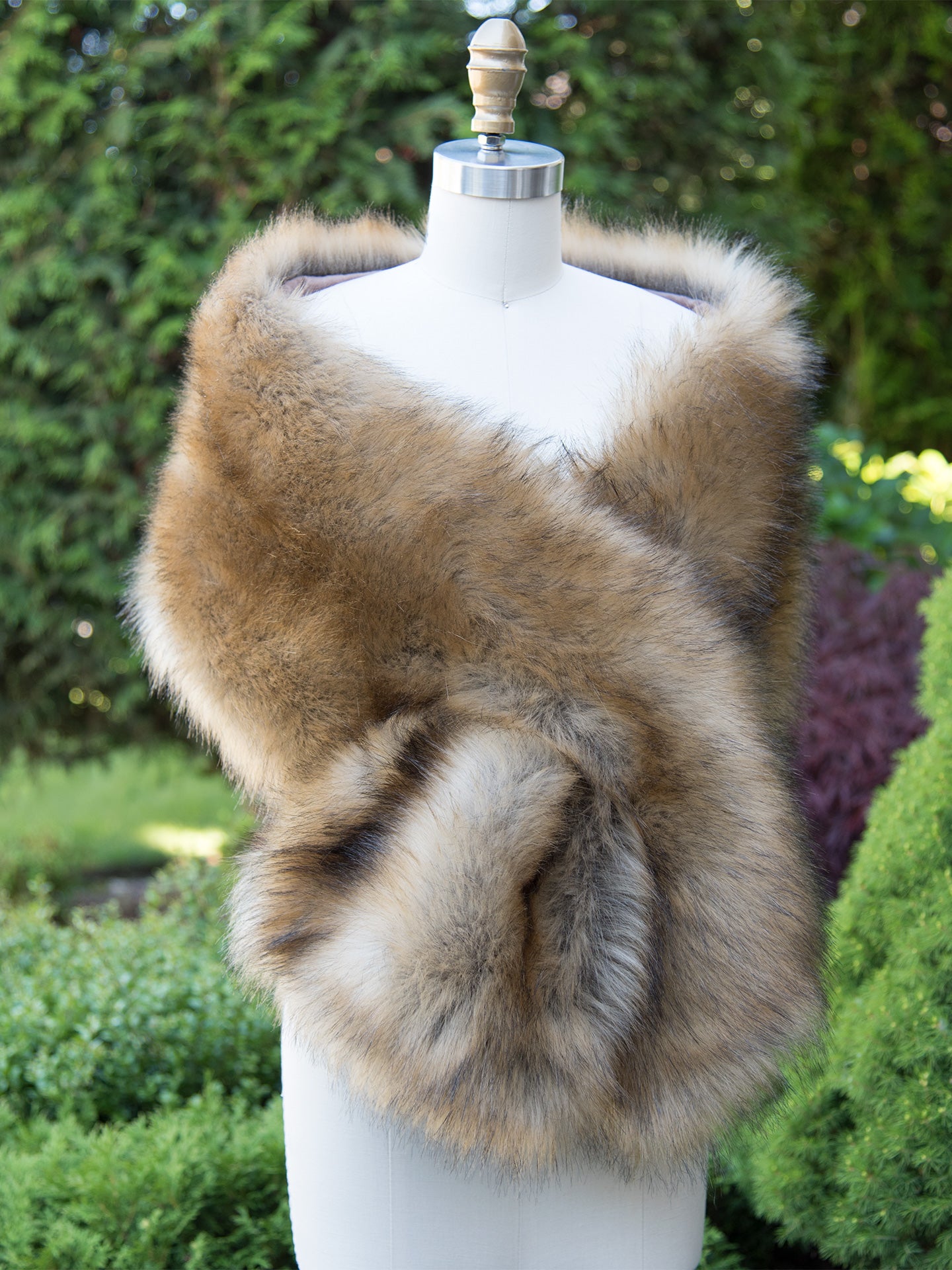 Brown faux fox fur wrap B005-fox-2