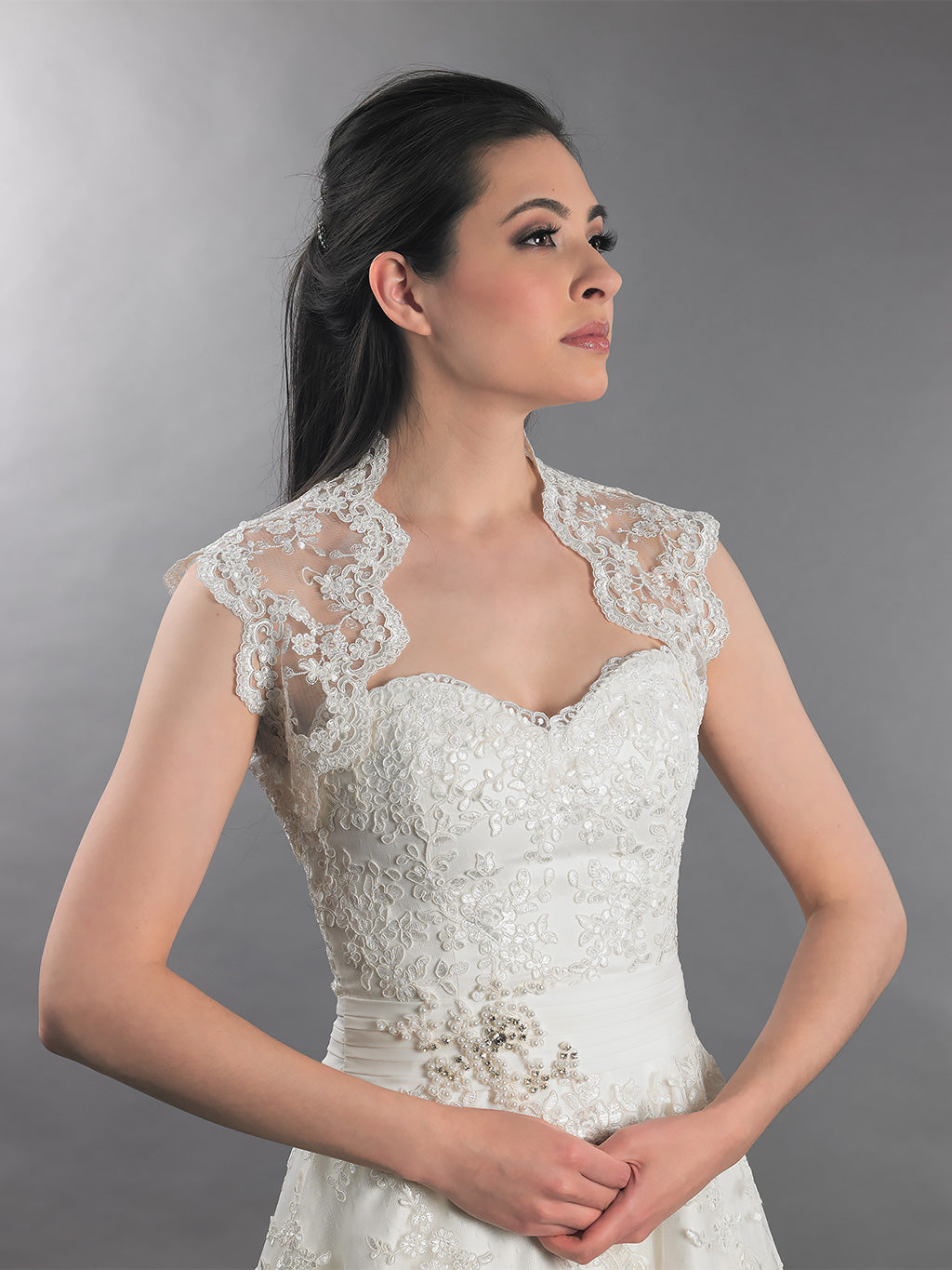 Ivory sleeveless lace bolero wedding bolero jacket 