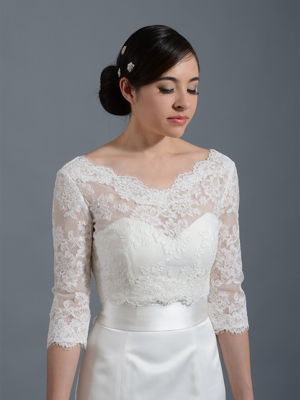 Snowskite Womens Elegant Cap Sleeves Lace Wedding Bridal Bolero 