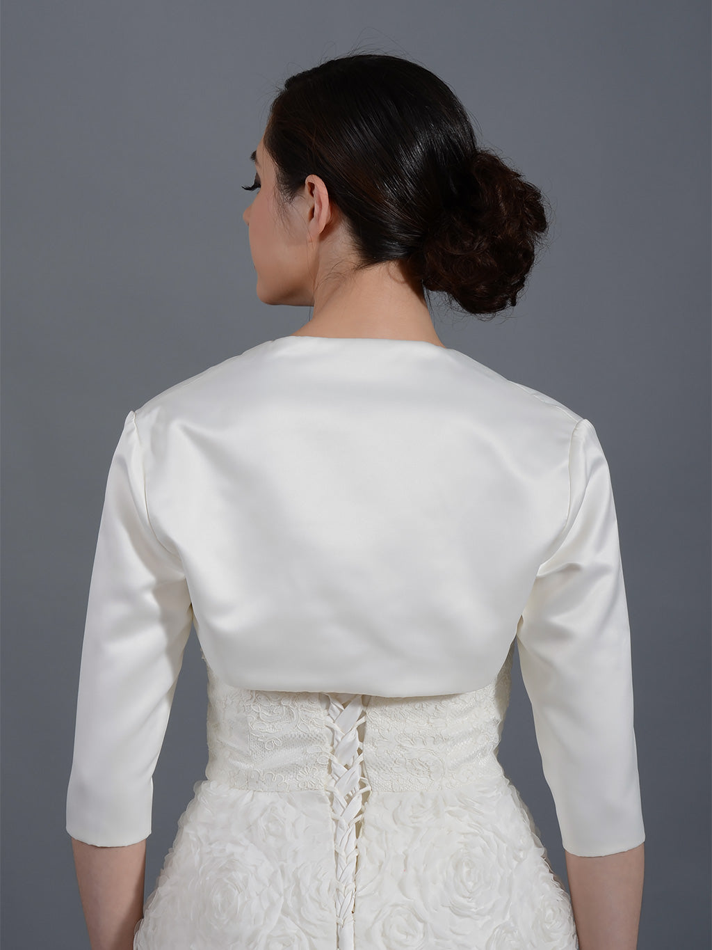 3/4 sleeve wedding satin bolero jacket Satin009Satin009