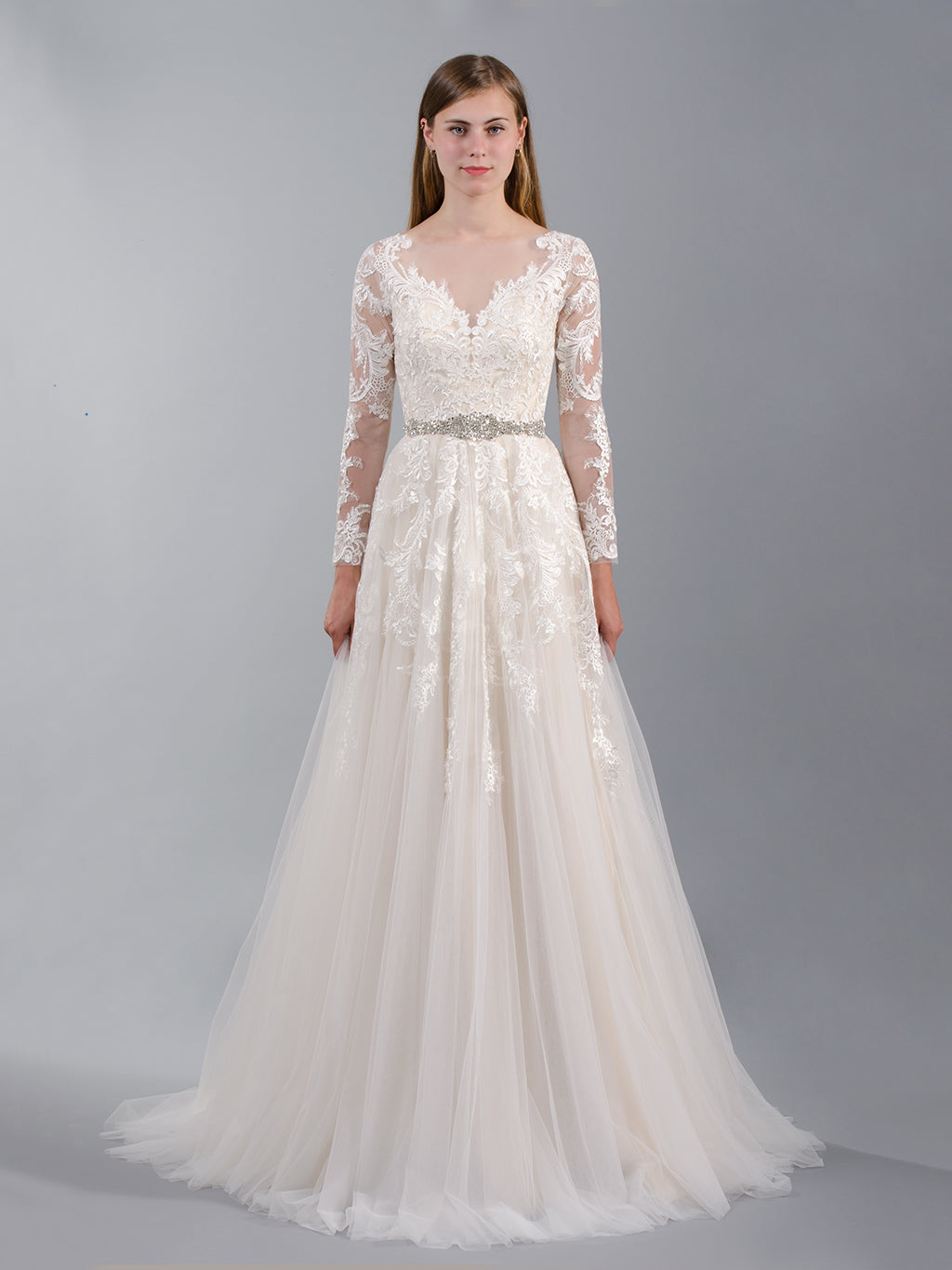 Long sleeve lace wedding dress 4042
