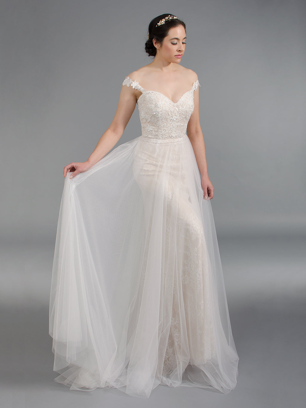 fit and flare wedding dress with straps