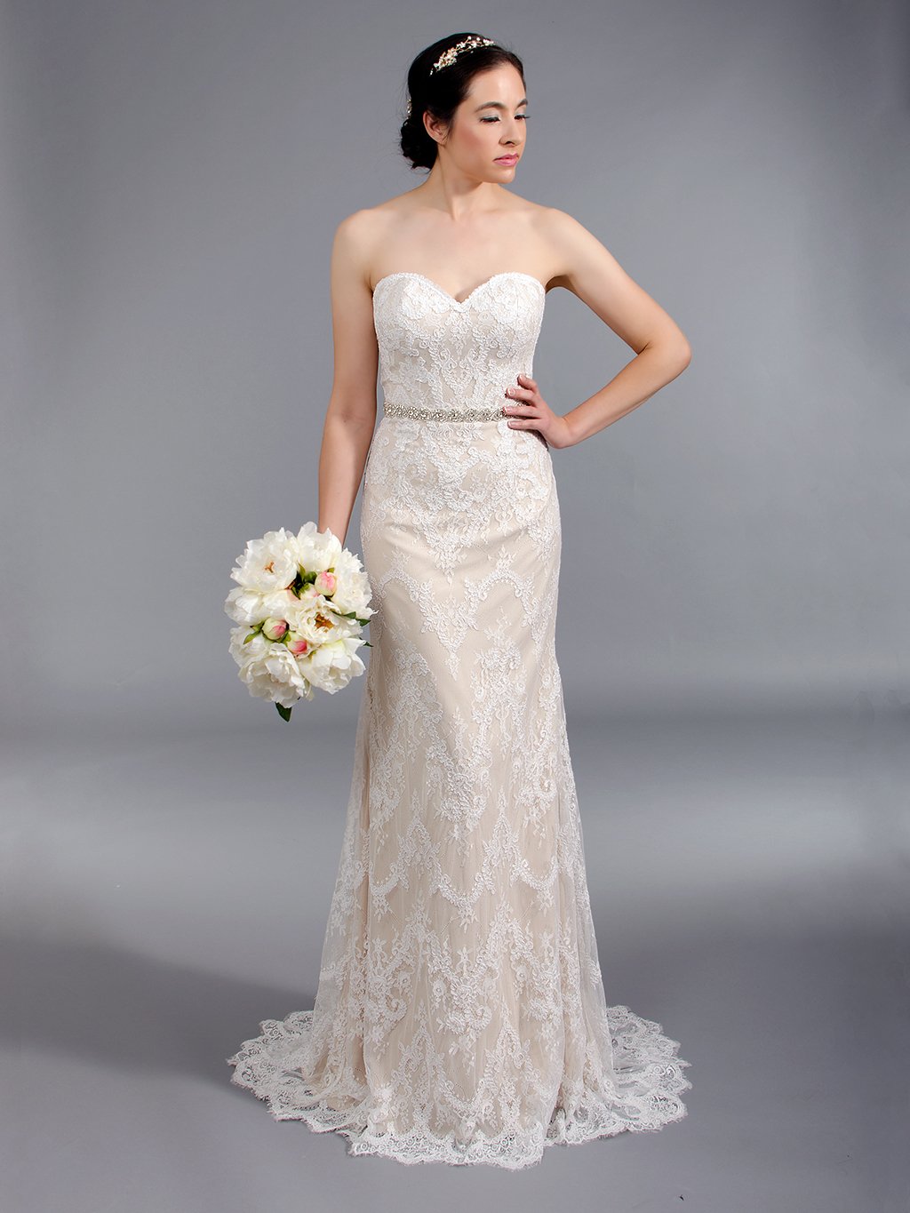 Strapless fit and flare wedding dress 4051
