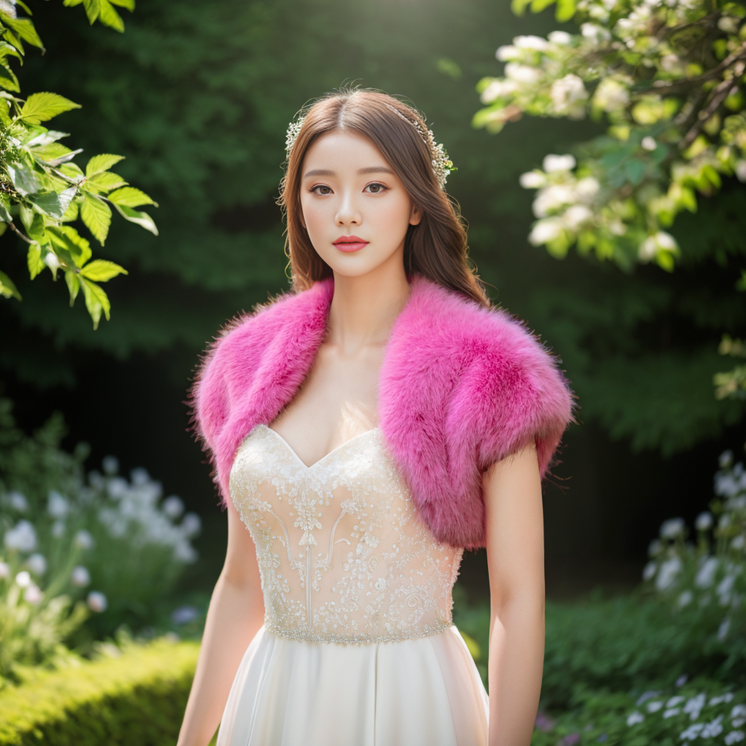 Barbie pink faux fur shrug bolero Tulip Bridal