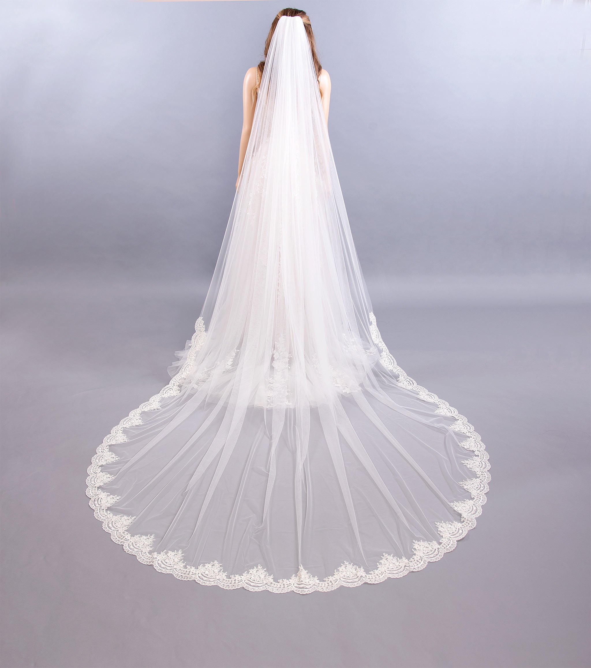 Ivory wedding veil cathedral length V205C – Tulip Bridal