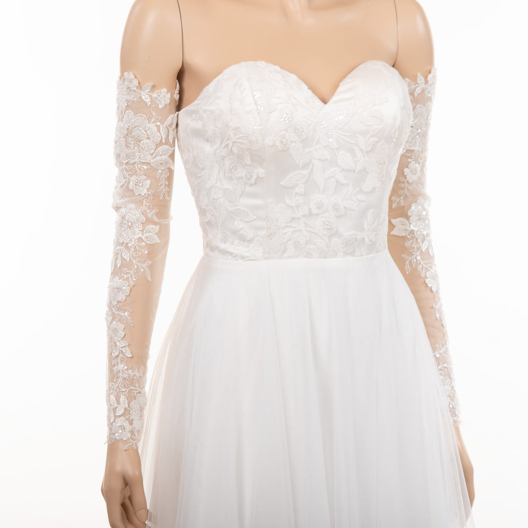 Off shoulder detachable sleeves DS010