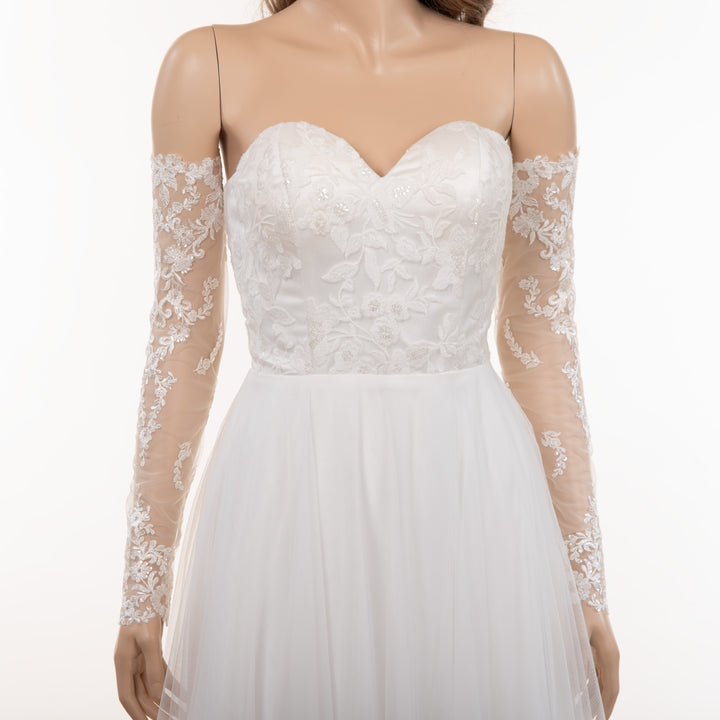 Off shoulder detachable sleeves DS011