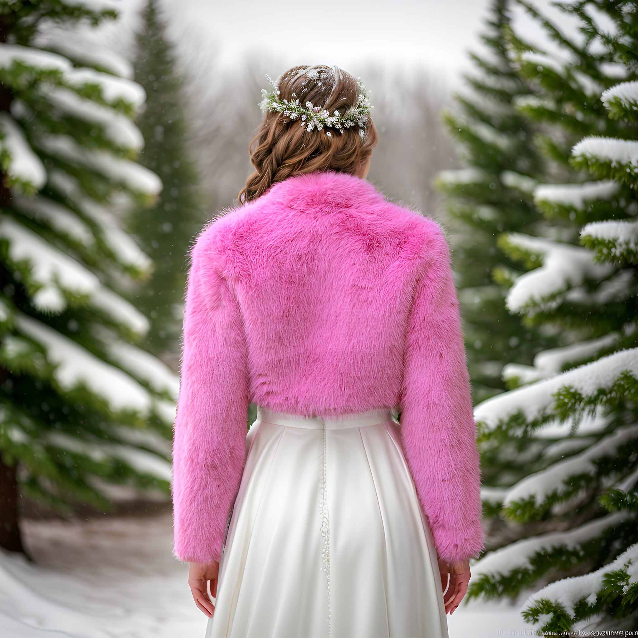 Pink fur bolero jacket 2025