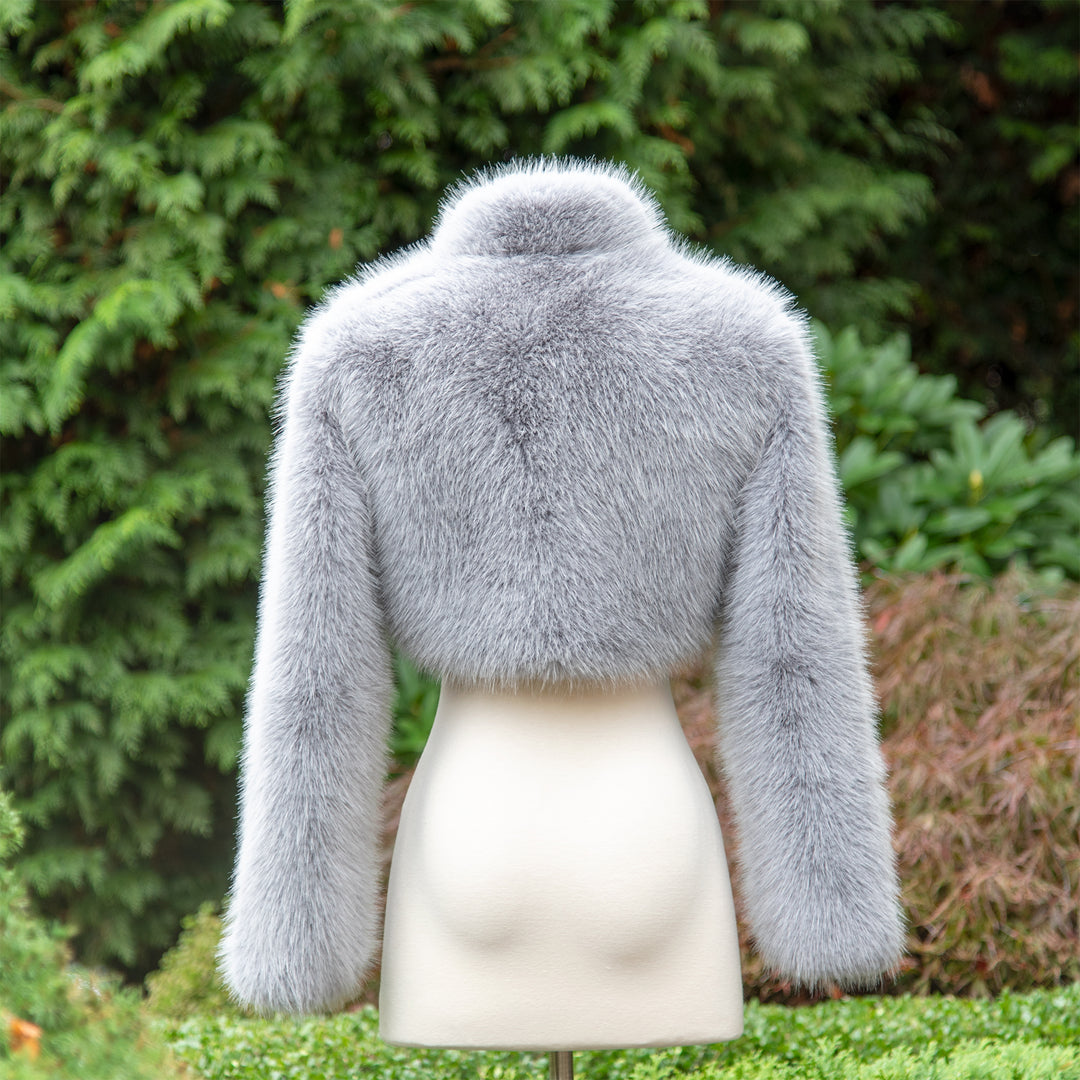 Gray faux fur bolero