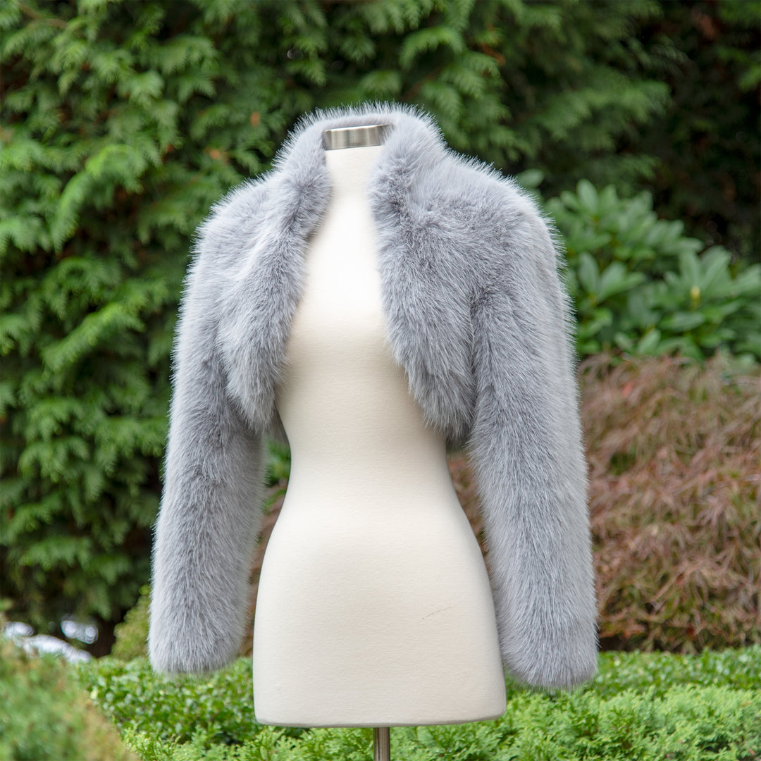 Gray faux fur bolero