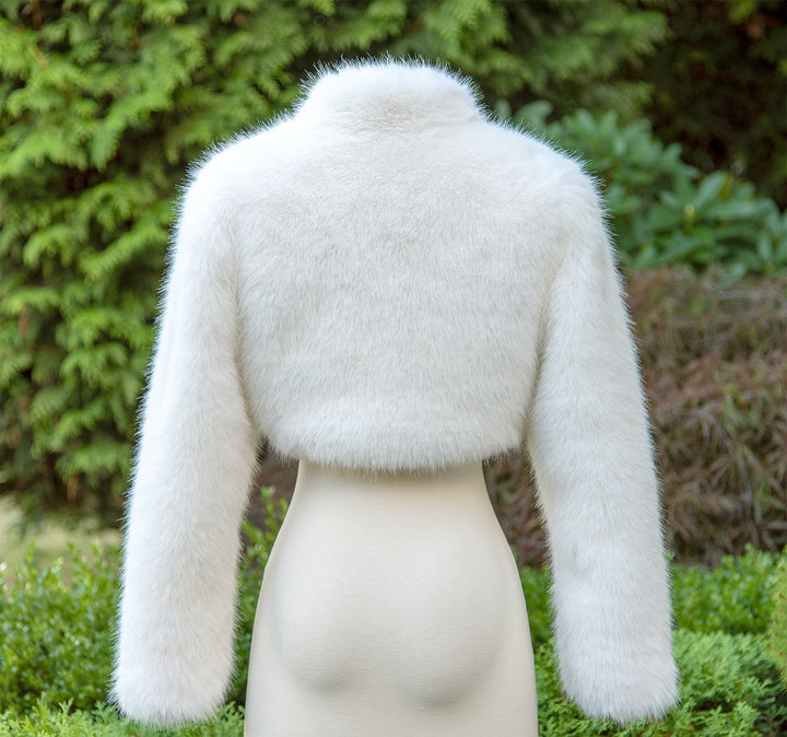 Light ivory faux fur bolero