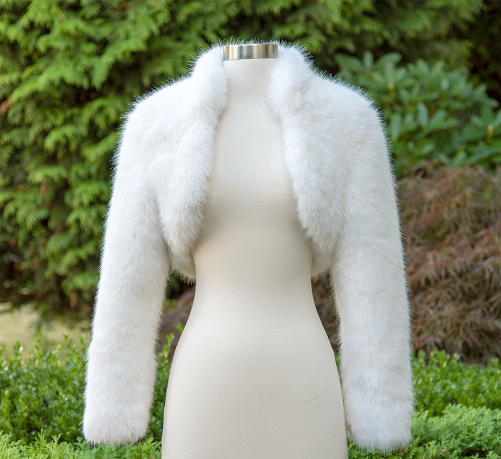 Light ivory faux fur bolero