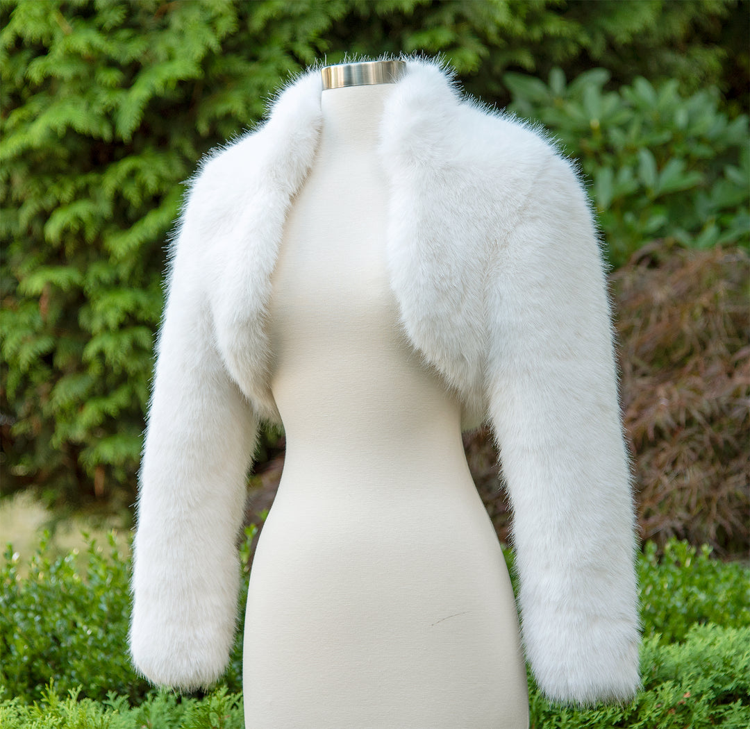 Light ivory faux fur bolero